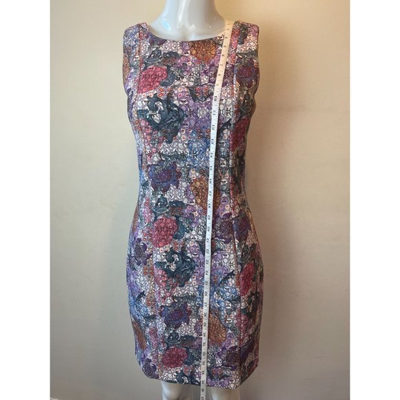 H&M Womens Multi Print Pencil Dress Back Hole Party Wedding Purple White Size 6 - Picture 5 of 10